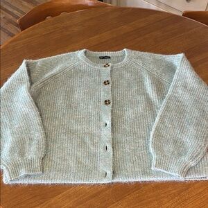 GAP blue Fuzzy Button-Front Cardigan